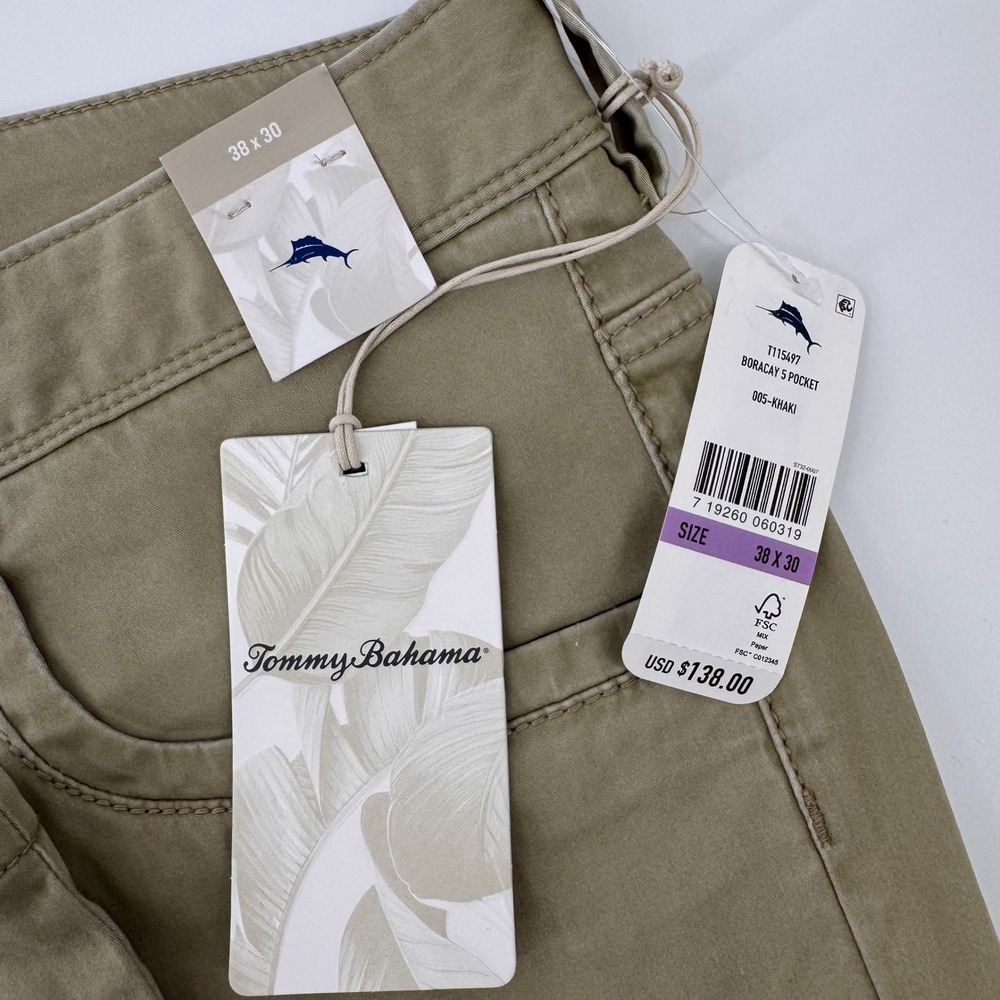 Tommy Bahama Boracay 5 Pocket Pants Mens 38x30 Khaki T115497 Stretch Cotton - Picture 6 of 10